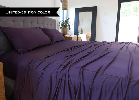 Original Performance Sheet Set Lifestyle Image Shown in Royal Plum #choose-your-color_royal-plum