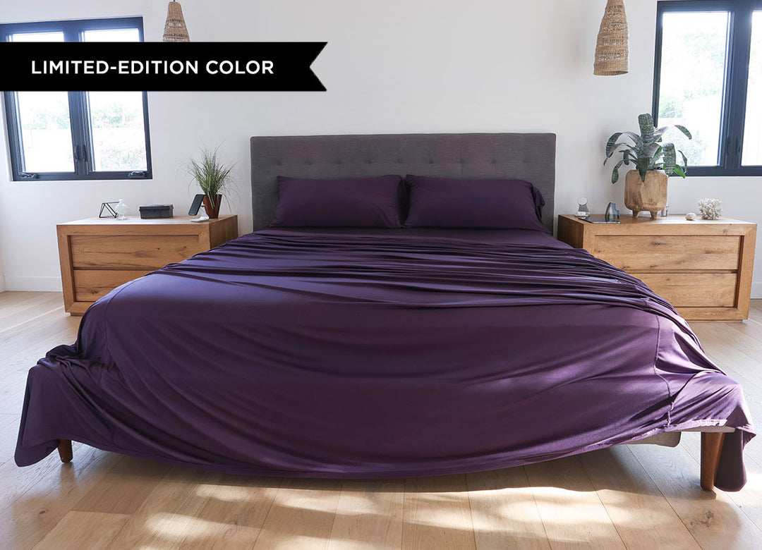 Original Performance Sheet Set Lifestyle Image Shown in Royal Plum #choose-your-color_royal-plum