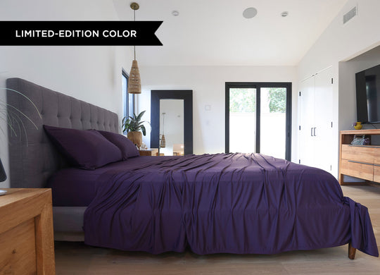 Original Performance Sheet Set Lifestyle Image Shown in Royal Plum #choose-your-color_royal-plum