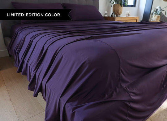 Original Performance Sheet Set Lifestyle Image Shown in Royal Plum #choose-your-color_royal-plum