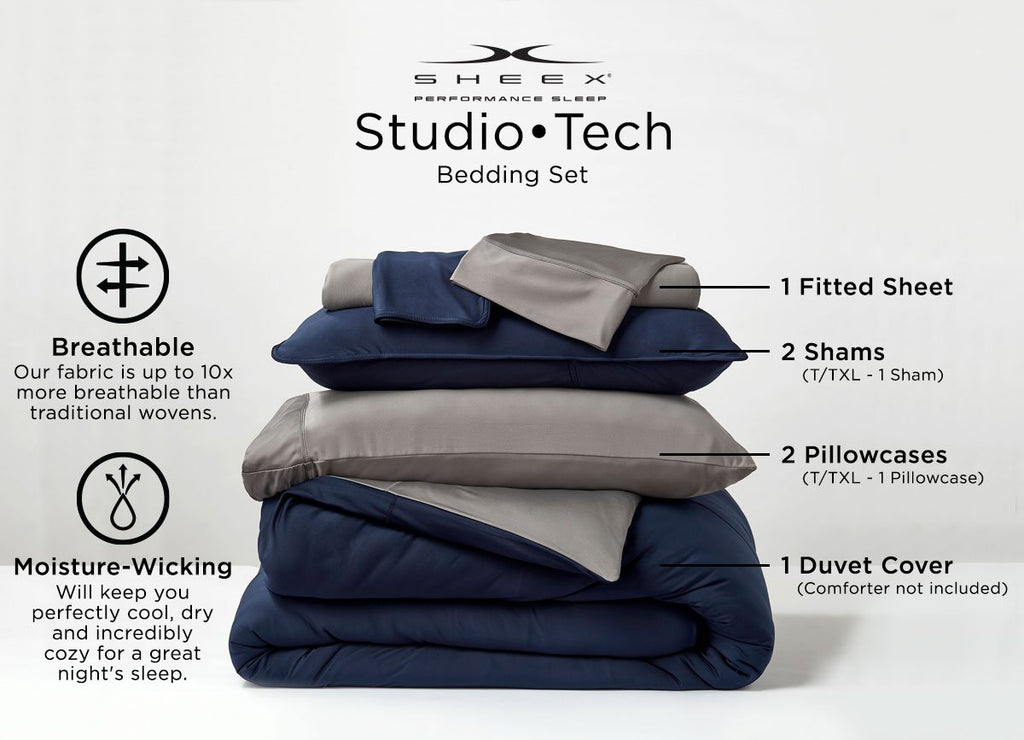 Studio Tech Bedding Infographic Original Performance Fabric, European Style, Reversible Colors #choose-your-color_navy-graphite